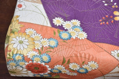 Japanese Fan & Floral Kimono Clutch
