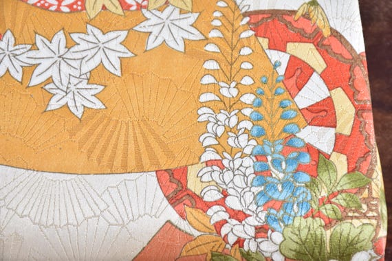 Japanese Fan & Floral Kimono Clutch