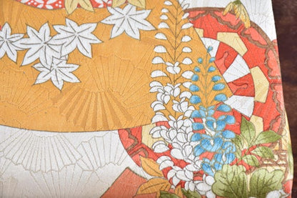 Japanese Fan & Floral Kimono Clutch