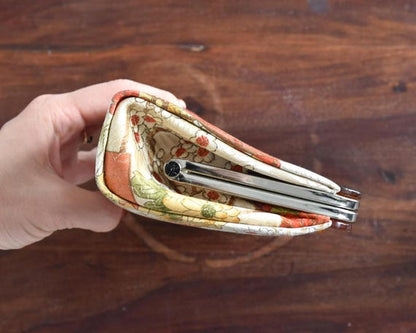 Japanese Fan & Floral Kimono Clutch