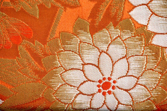 Saga Nishiki Brocade Clutch | Orange Floral