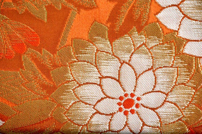 Saga Nishiki Brocade Clutch | Orange Floral