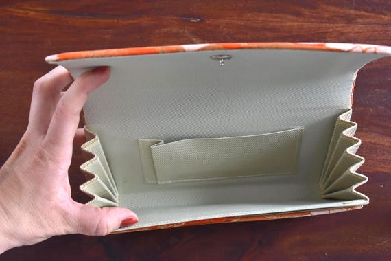 Saga Nishiki Brocade Clutch | Orange Floral