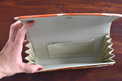 Saga Nishiki Brocade Clutch | Orange Floral