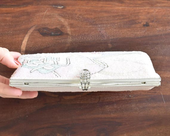 White Beaded Clutch