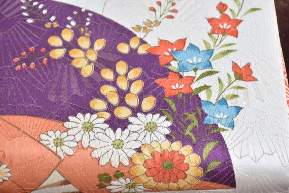 Japanese Fan & Floral Kimono Clutch