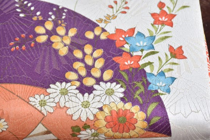Japanese Fan & Floral Kimono Clutch