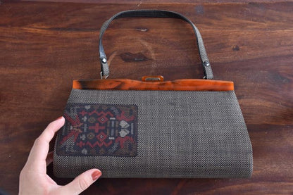 Oshima Tsumugi Silk Kimono Evening Clutch