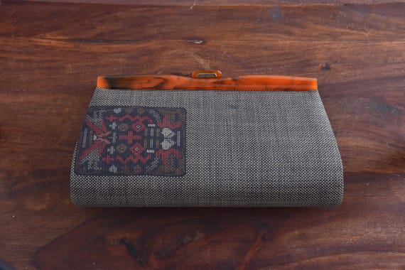 Oshima Tsumugi Silk Kimono Evening Clutch