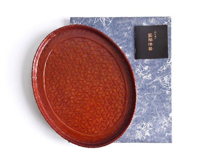 Kurume Rantai Lacquerware Tray Bamboo Weave