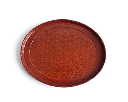 Kurume Rantai Lacquerware Tray Bamboo Weave