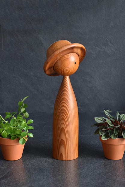Yakusugi Cedar Kokeshi Doll With Hat