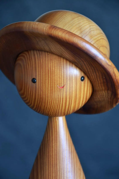Yakusugi Cedar Kokeshi Doll With Hat