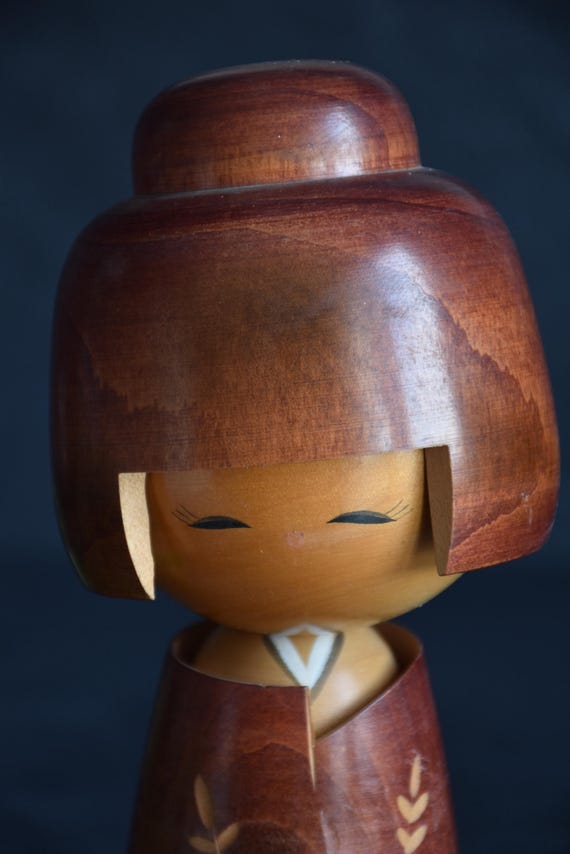 Masae Fujikawa Floral Carved Kokeshi