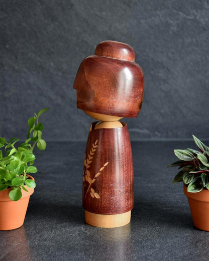 Masae Fujikawa Floral Carved Kokeshi