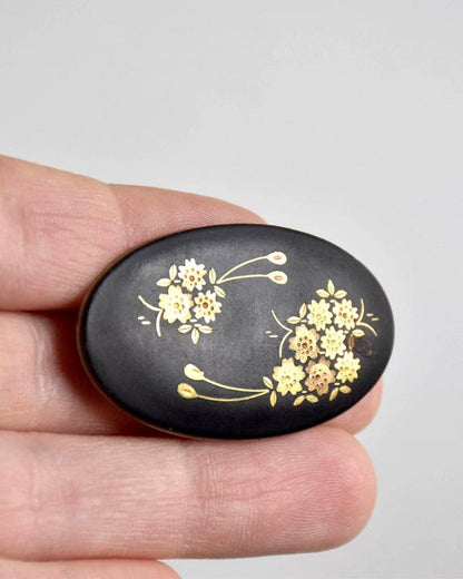 Japanese Zogan Gold And Silver Floral Brooch