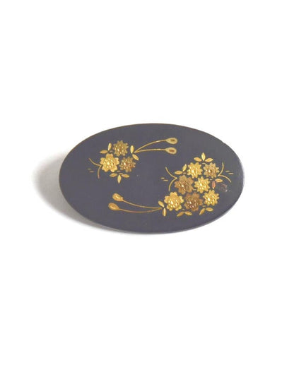 Japanese Zogan Gold And Silver Floral Brooch