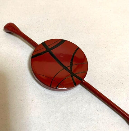 Japanese Kogai Hairpin Dark Red Floral