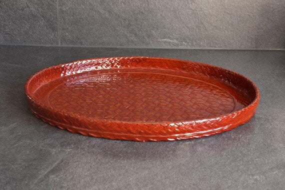 Kurume Rantai Lacquerware Tray Bamboo Weave