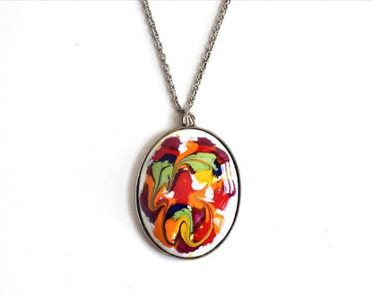 Japanese Enamel Pendant Necklace