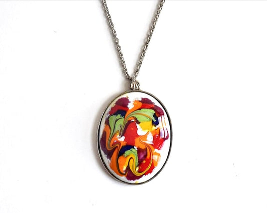 Japanese Enamel Pendant Necklace