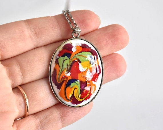 Japanese Enamel Pendant Necklace