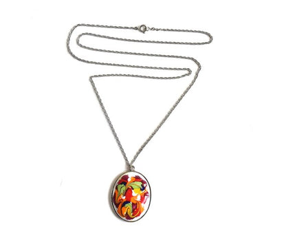 Japanese Enamel Pendant Necklace
