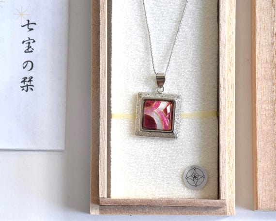 Shippo-Yaki Cloisonné Square Pendant Necklace