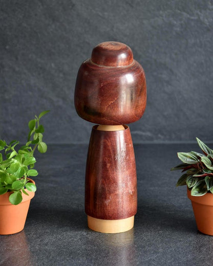 Masae Fujikawa Floral Carved Kokeshi