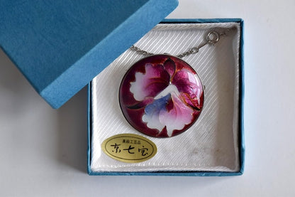 Kyo-Cloisonne Floral Pendant Necklace Brooch