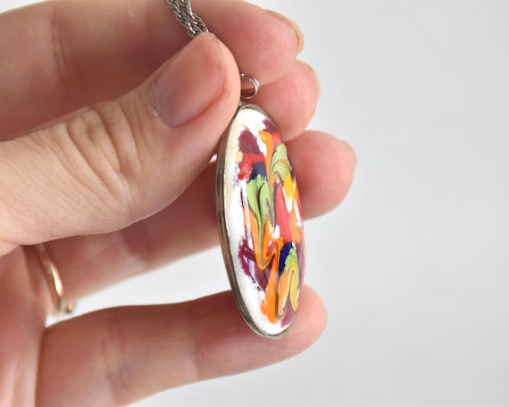 Japanese Enamel Pendant Necklace