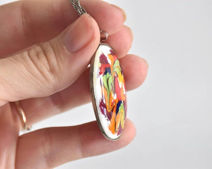 Japanese Enamel Pendant Necklace