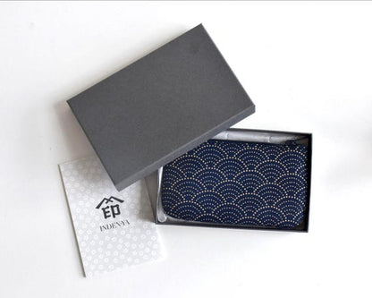Japanese Deerskin Urushi Pouch coin purse crafted with the traditional Inden technique in deerskin and lacquer