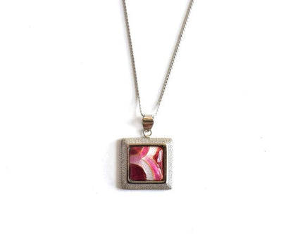 Shippo-Yaki Cloisonné Square Pendant Necklace