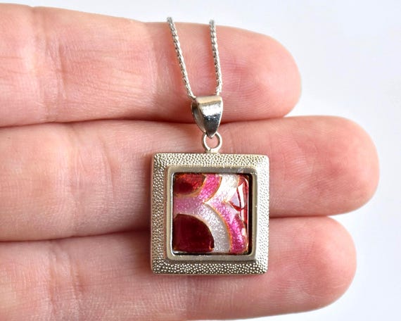 Shippo-Yaki Cloisonné Square Pendant Necklace