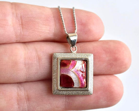 Shippo-Yaki Cloisonné Square Pendant Necklace