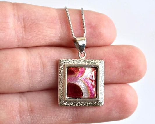 Japanese Cloisonne Enamel Square Pendant