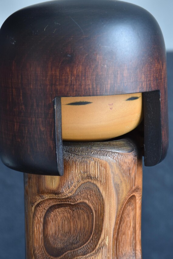 Usaburo Mori Kan Kokeshi Doll face closeup with closed eyes and bob hair