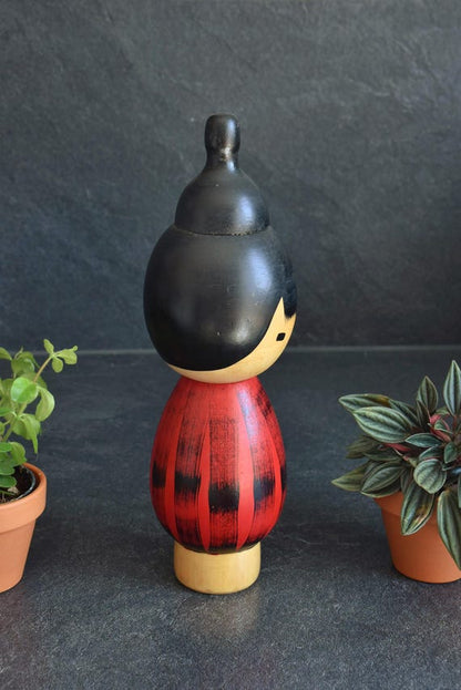 Hideo Ishihara Yukake Red Sunset Kokeshi Doll