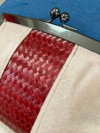 Hand-Woven Bamboo Gamaguchi Kiss-Lock Coin Purse