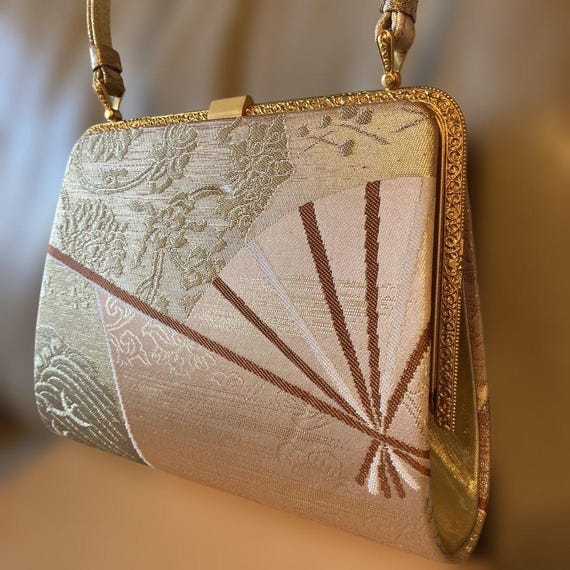 Brocade Fan Motif Kimono Bag