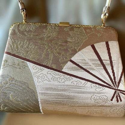 Brocade Fan Motif Kimono Bag