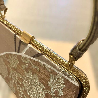 Brocade Fan Motif Kimono Bag