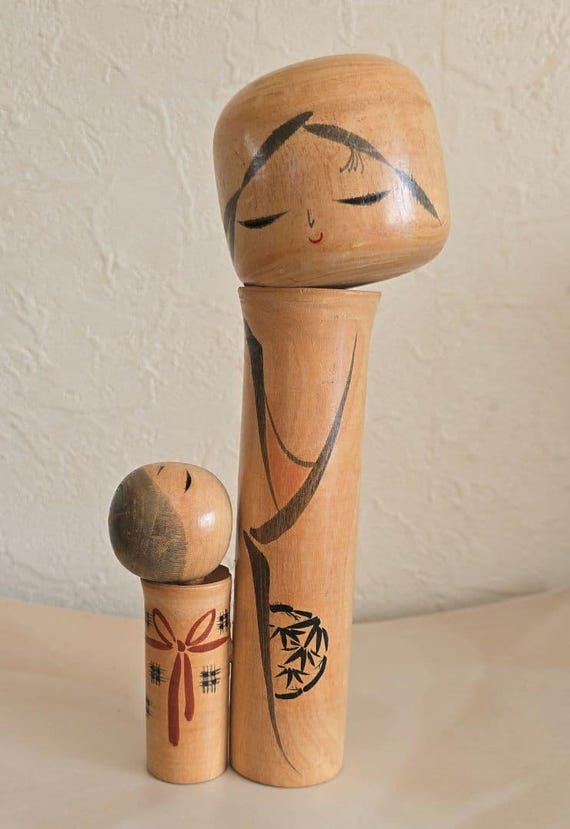 Oshin Kokeshi By Sato Suigai vintage Japanese Sosaku kokeshi doll handmade from solid wood
