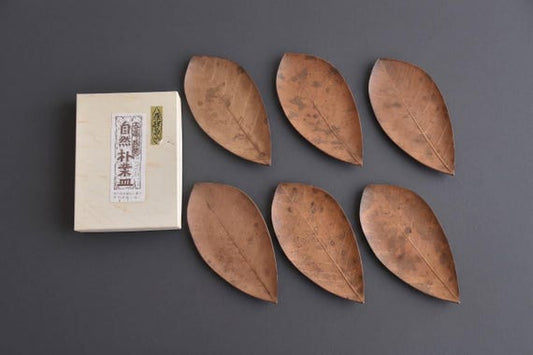Magnolia Leaf Plates Set Of 5 serving trays by Hida Kogei in Hida Takayama