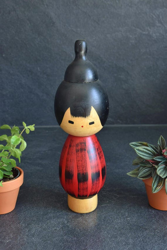 Hideo Ishihara Yukake Red Sunset Kokeshi Doll
