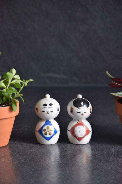 Kutani Porcelain Kokeshi Hina Dolls