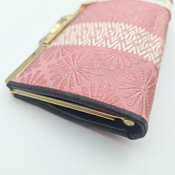 Hakata-Ori Silk Geometric Floral Wallet side view showing slim profile and frame