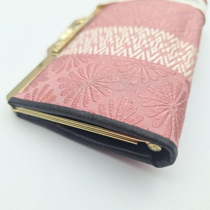 Hakata-Ori Silk Geometric Floral Wallet side view showing slim profile and frame