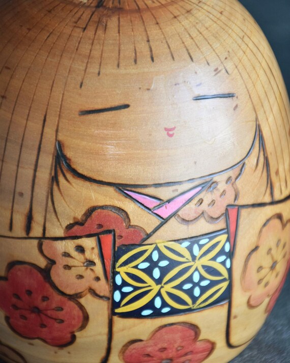 Yoshio Otani Sosaku Kokeshi Floral Doll